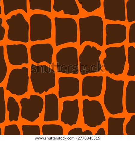 Giraffe Skin Pattern Abstract Orange Brown Seamless Background.Wildlife inspired animal print texture suitable for textile, fabric, fashion, wallpaper, wrapping paper, surface design, and modern decor