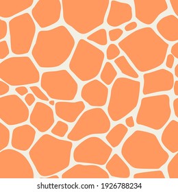 Giraffe skin pattern. Seamless animal giraffe print. Hand drawn African safari pattern in natural orange palette. Vector illustration