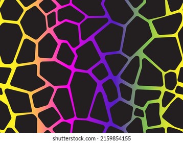 Giraffe skin rainbow seamless pattern. Animal Texture for background. Vector. 