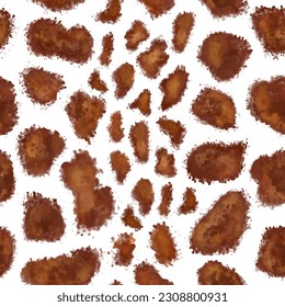 Giraffe skin seamless pattern. Abstract watercolor texture.