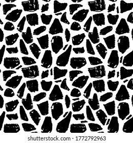 Giraffe skin seamless pattern. Animal print. Fur texture in black and white
