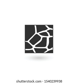 Giraffe skin square logo template. Vector illustration isolated on white background.