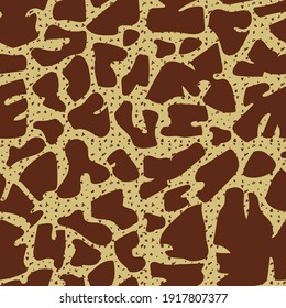 Giraffe skin texture seamless pattern. Safari African animal trendy endless fur print. Textile, wrapping paper, wallpaper, safari background black and white design vector illustration