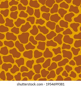 Giraffe skin texture seamless pattern vector. Warm animal spotter hand-drawn texture by cooper and goldenrod colors. Simple monochrome spotted animal endless texture. Perfect for fabric, textile, etc