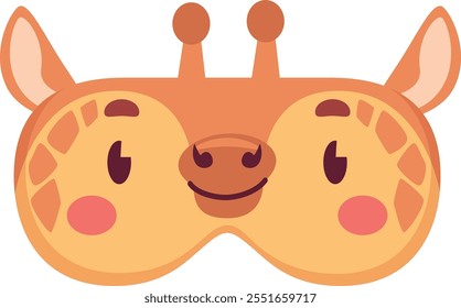 Giraffe sleeping mask. Cartoon animal. Night accessory isolated on white background