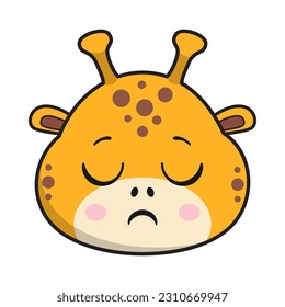 Giraffe Smirking Sleepy Face Sticker Emoticon Head Isolated