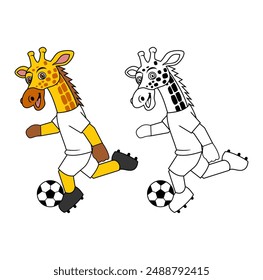 Giraffe Soccer Player Cartoon Character Design Illustration vector eps format suitable for your design needs logo illustration animation etc