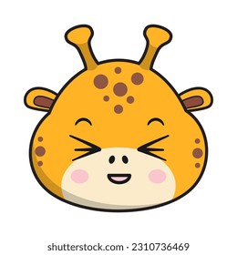 Giraffe Squinting Face Sticker Emoticon Head Aislado