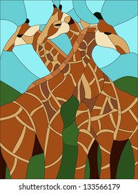 Giraffe / Stained glass window