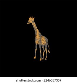 Giraffe Standing artwork illustration design logo design vector.