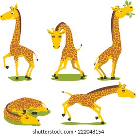 Giraffe standing eating sleeping running animal theme set 