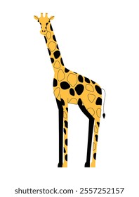 Giraffe Standing In Flat Vector Illustration Symbolizing Wildlife, Conservation, And African Savannah, Isolated On White Background