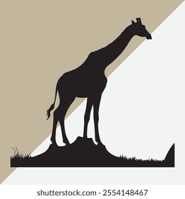 a giraffe is standing in the grass