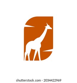 giraffe standing logo icon vector concept flat abstract design