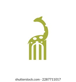 Giraffe standing minimalist modern logo