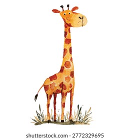 Giraffe standing tall with long neck