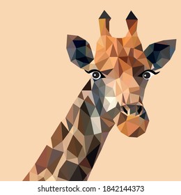 Giraffe in the style of abstraction. Vector illustration. Giraffe isolated on a separate background