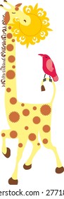 giraffe, sun and bird