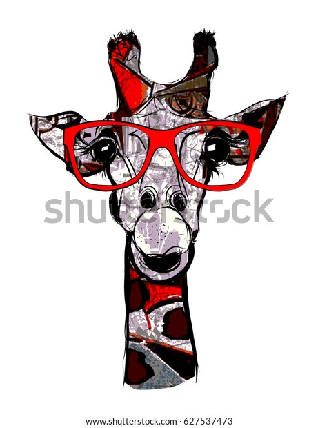 Giraffe Sunglasses Vector Illustration Stock Vector Royalty Free 627537473