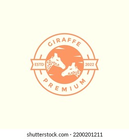 giraffe with sunset badge logo design