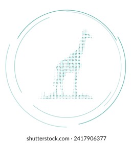 The giraffe symbol filled with teal dots. Pointillism style. Vector illustration on white background