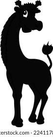 Giraffe is a tall and beautiful long-necked animal. Cartoon. Silhouette.