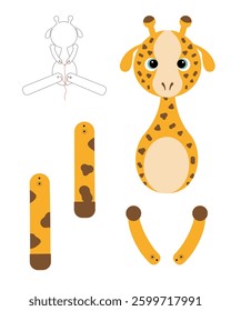 Giraffe template for building for games. Giraffe paper toy.