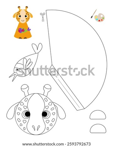 Giraffe template for coloring and building for games