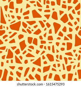 Giraffe texture, seamless pattern. Repeating orange stained. Safari zoo print. African textile. Vector background