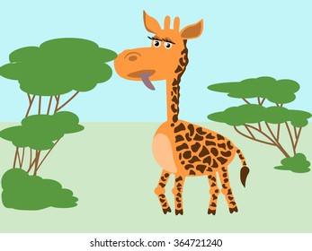 Giraffe with tongue