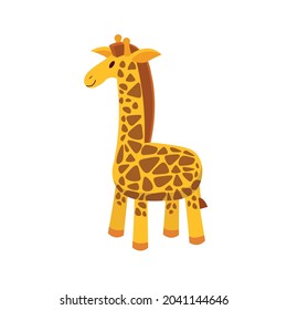 Giraffe toy on white background. Cartoon illustration, vector.