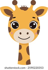 The giraffe transitions from a neutral expression to an engaging smile, showcasing its playful personality in the design.