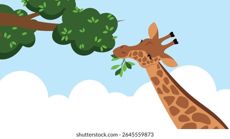 Giraffe in the tree. Vector illustration in cartoon style.