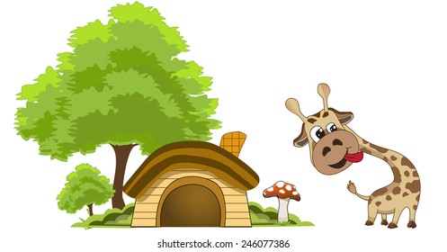 Giraffe and trees