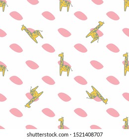 giraffe triangle seamless repeat pattern background. Perfect for kids and textile design.