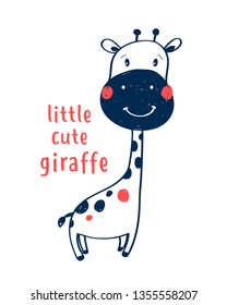Giraffe t-shirt design with slogan. Vector illustration design for fashion fabrics, textile graphics, prints.