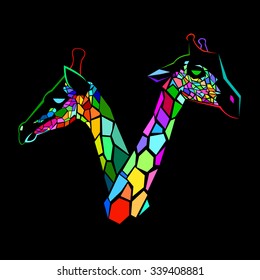 giraffe vector animal wild african tall nature