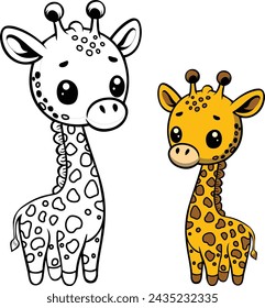 giraffe vector art for coloring book