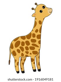 Ilustración de dibujos animados vectores de jirafa. Una jirafa de color blanco. Ideal para ícono, símbolo, tarjeta, libro infantil