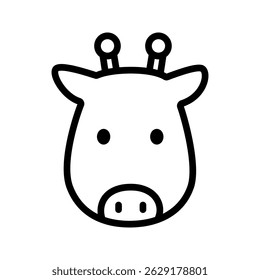 Giraffe vector cartoon in line icon style, isolated on white. Perfect for safari, wildlife, zoo, and educational themes.