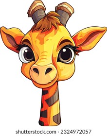GIRAFFE  vector cartoon  sticker illustration 