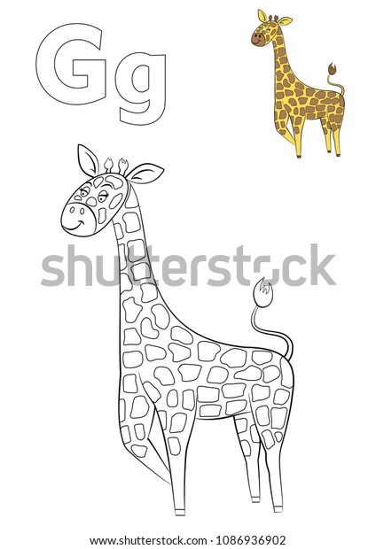 Giraffe Vector Coloring Book Page Word Stock Vector (Royalty Free ...