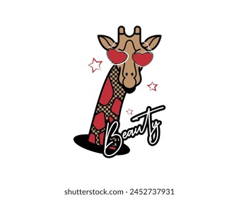 diseño de Vector de jirafa con estrellas gafas para imprimir en camisas y otros usos