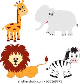 Giraffe Vector Elephant Vector Lion Zebra Stock Vector (Royalty Free ...