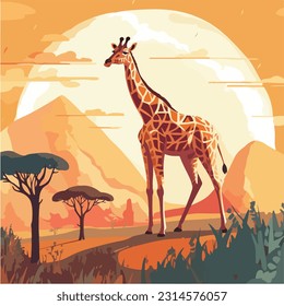 Giraffe Vector flat illustration art