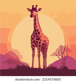 Giraffe Vector flat illustration art