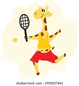 Giraffe Vector funny animals Cute animals: forest, farm, domestic, polar in cartoon style.