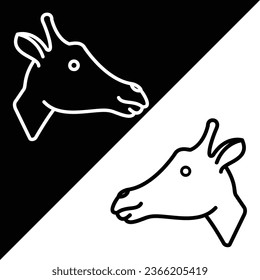 Giraffe Vector Icon, Lineal style icon, from Animal Head icons collection, isolated on Black and white Background.