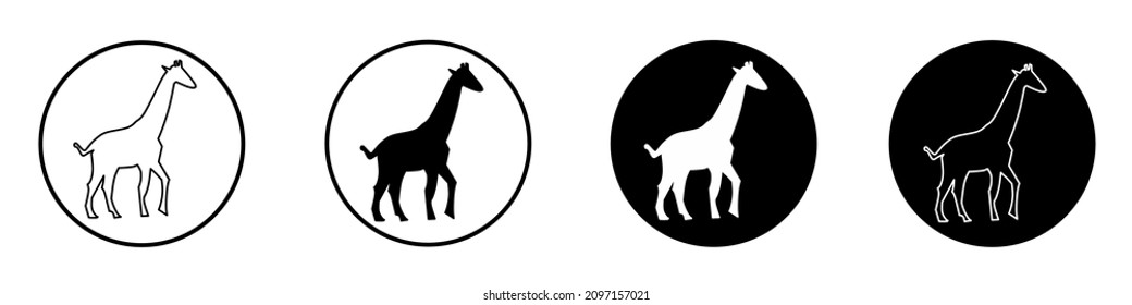 Giraffe vector icon set isolated on white background. Collection of giraffe silhouette flat illustrations.