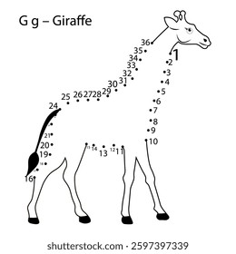 giraffe vector illustration ABC Connect the Dots Coloring Pages Fun  Educational Printable Activity for Kids